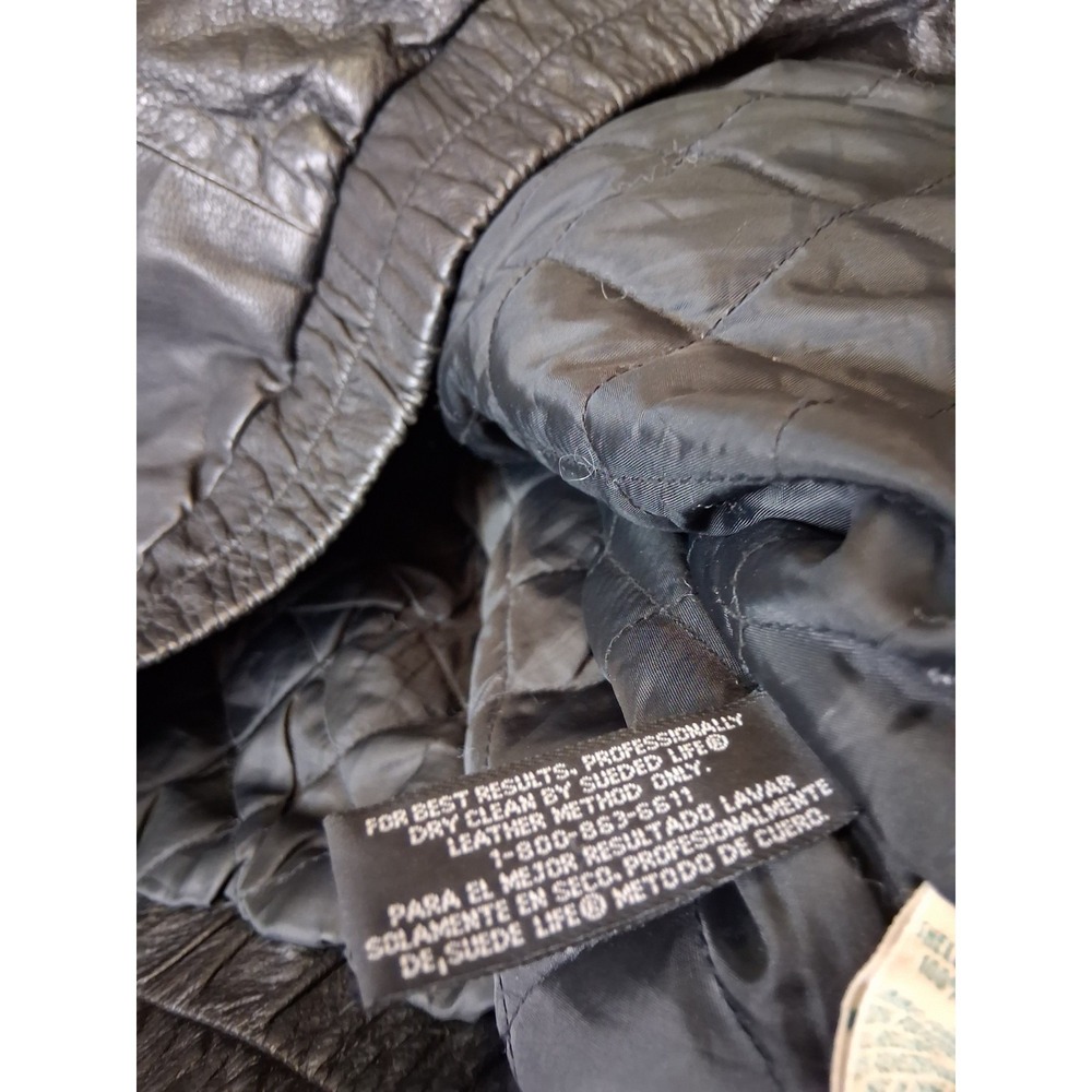 St Johns Bay Mens Jacket 2XL Black Leather Bomber Motorcycle Y2K VTG Classic - Picture 8 of 10